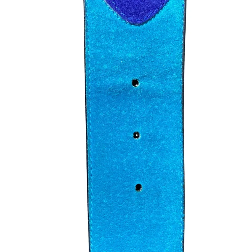 Compagnie Internationale Express Vintage Suede Patchwork Belt Blue Green Medium